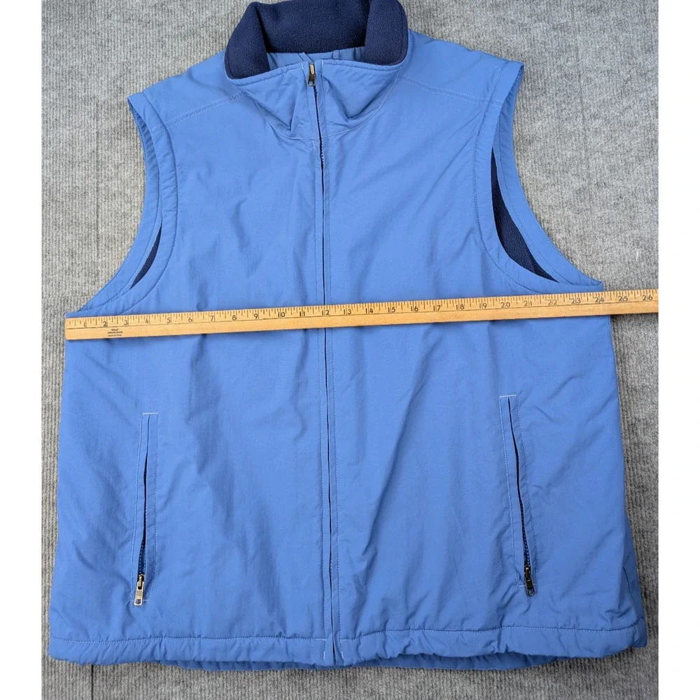 LL Bean Vest Mens XL Softshell Full Zip Outdoor Hiking Utility Blue Fleece Lined